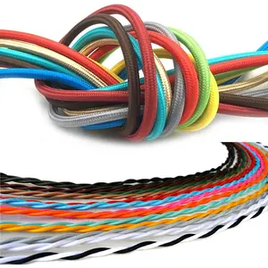 Holesale-cable eléctrico de tela colorida, tejido trenzado para lámpara