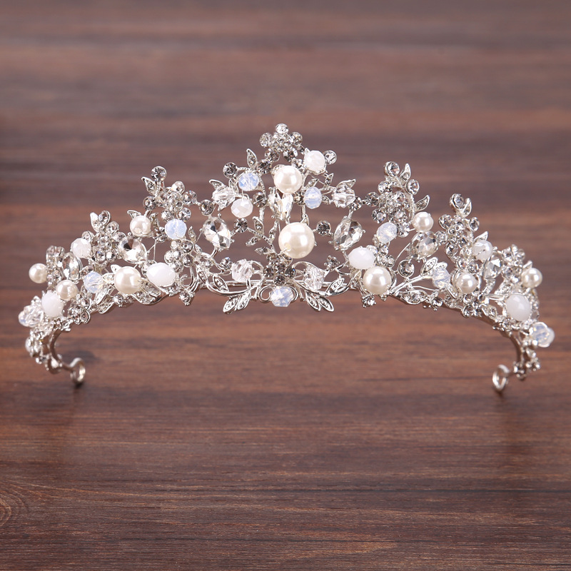 Bridal Pearl Handmade Crown - Elegant Silver Branch Tiara display picture 1