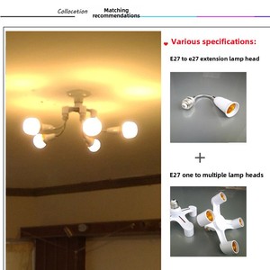 Đa-Đầu Nhiếp Ảnh <span class=keywords><strong>E27</strong></span> Đèn Chủ Chuyển Đổi Một Để Sáu Bảy ABS Nhựa Splitter Ổ Cắm Adapter Cho Ánh Sáng Vít Phong Cách - Product Image 3