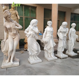 Scultura in pietra a grandezza naturale intagliata a mano in marmo greco a quattro stagioni dea statua della signora in vendita - Product Image 3