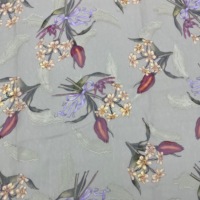 Tissu en Chiffon Jacquard Feuille Verte Élégant 100% Polyester Anti-Boulochage Style Pastoral Naturel Formel Vente en Gros Usine