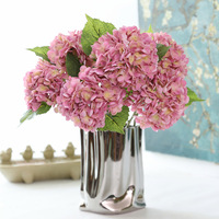 Fleur d'hortensia artificielle en latex de haute qualité, toucher réel, pour la décoration de table de fête, d'hôtel, de mariage, fleurs décoratives bleues, blanches, roses
