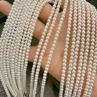 Perles d'eau douce de qualité supérieure AAA, forme ronde parfaite, 3-4 mm, perles en vrac, haute brillance, cultivées pour la fabrication de bijoux