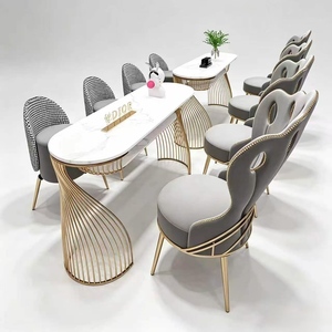 Nordic Rock Plate InternetCelebrity Nail Salon Desk and Chair Set Combination Iron Art Single Person Double Nail Salon Nail DesK - Product Image 3