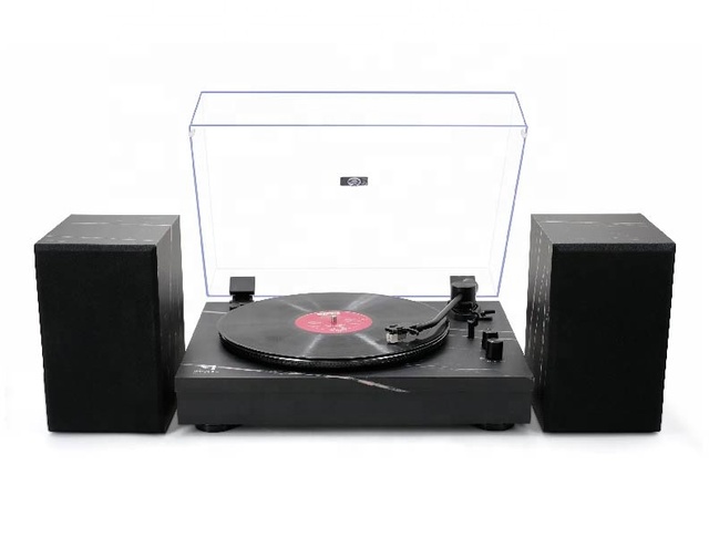 2 Speed Belt-Drive Full Size Platter Vinyl Record Player with Bluetooth Input Playback and HiFi System with Bookshelf Speakers