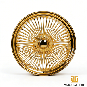 Jantes à rayons Pangu Gold Wire, finition chromée, 13, 14, 15, 17, 20 pouces, pour voitures classiques, lowriders, jantes personnalisées, pièces détachées. - Product Image 1