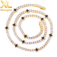 Fabrication sur mesure OEM ODM de bijoux fins, collier chaîne à maillons trèfle en argent sterling 925 avec moissanite 4 mm, collier pour homme