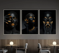 Vente en gros de posters et impressions murales de haute qualité sur toile africaine, 3 panneaux, femmes africaines noires, impression numérique, décoration intérieure
