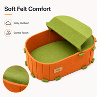 Lit pour animaux de compagnie en coton pliable et réglable avec fermeture à pression, design clôture repliable, maison-caverne pour chats et petits chiens, toutes saisons