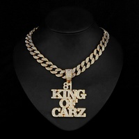 Chaîne cubaine glacée sur mesure de 15mm avec alliage Hip Hop et collier avec pendentif lettre et chiffre épissage strass Bling