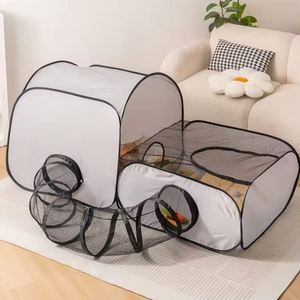 Wholesale Portable Outdoor Breathable Soft Sides Foldable Oxford <b>Fabric</b> Small Animals <b>Cat</b> Playpen with Surround Tunnel - Product Image 2
