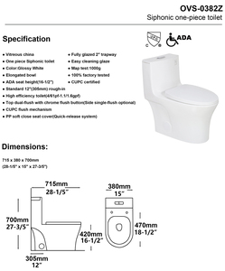 WC Tradizionale Americano ADA, Toilette in Ceramica Personalizzata, Comoda Allungata in Porcellana, WC Monoblocco Sifonico per Villa - Product Image 2