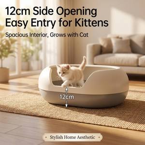 Litière <span class=keywords><strong>pour</strong></span> chat <span class=keywords><strong>grande</strong></span> taille à entrée basse 12 cm, ultra-basse <span class=keywords><strong>pour</strong></span> chatons et <span class=keywords><strong>chats</strong></span> âgés, toilettes ouvertes <span class=keywords><strong>pour</strong></span> animaux de compagnie, prix d'usine - Product Image 6