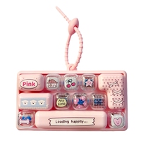 Mini-clavier lumineux anti-stress, porte-clés avec breloque 3D en forme de touche, décoration pour sac, coffret cadeau mignon