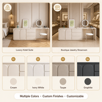 Meuble-lavabo moderne en contreplaqué avec rangement intégré, design extensible, hauteur réglable, table de maquillage pour usage commercial