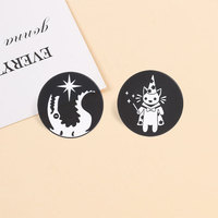 Broche émaillée Magie du Sorcier : Baguette Magique, Étoiles, Lune Mystique, Chat Sorcier - Badge de Sac et de Revers, Bijou Gothique, Cadeau pour Amis