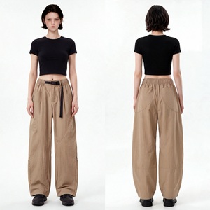 Men'&Women's Wide Leg Cargo Pants Breathable Quick Dry Casual <b>Trousers</b> <b>Elastic</b> <b>Waist</b> Belted Loose Outdoor Wear - Product Image 4