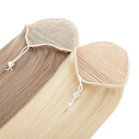 Extension de cheveux queue de cheval pour cheerleading avec cordon de serrage, base en maille, ajustement sûr et réglable, postiche lisse, vente en gros, directement de l'usine