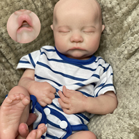 Poupée bébé garçon réaliste en silicone de 17 pouces, nouveau-né endormi, jouet doux lavable pour enfants