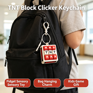 Llavero Clicker TNT Estilo Bloque, Juguete Sensorial Antiestrés Portátil, Colgante para Mochila, Accesorio <span class=keywords><strong>de</strong></span> <span class=keywords><strong>Juego</strong></span>, Regalo Creativo - Product Image 3