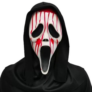 Masque d'Halloween effrayant, Capuchon de Grim Reaper à thème Scream, pour fête costumée, masque blanc en caoutchouc unisexe pour adulte - Product Image 1