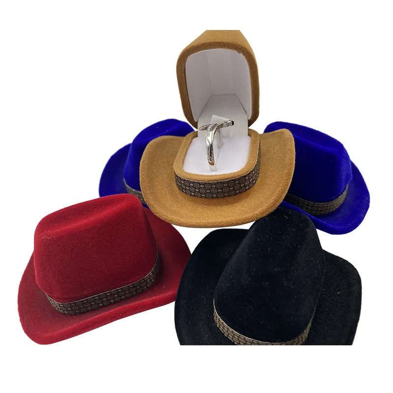 Cappello da Cow Boy di lusso personalizzato di alta qualità confezione di velluto anello regalo ciondolo portagioie