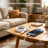 Câble USB vers Type-C à charge rapide, transfert de données 480 Mbps, résistant, capacité de charge de 5 kg, pour la charge et la synchronisation des données Android et iPhone, 2-en-1