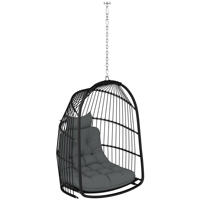 AJUNION Extérieur Rotin Tissage Oeuf Chaise Jardin Suspendu Chaise Balançoire Pliable Oeuf Chaise à Bascule pour Patio Balcon