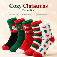 Chaussettes de Noël personnalisées OEM ODM à motifs, chaussettes d'intérieur chaudes en polaire corail pour coffrets cadeaux de fêtes