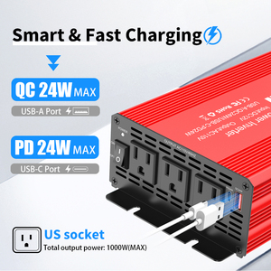 修正正弦波インバーター<span class=keywords><strong>1000W</strong></span> DC-ACポータブル電源コンバーター RV/家庭/屋外旅行/車載インバーター - Product Image 2
