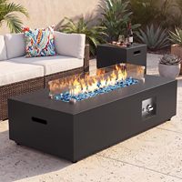 Table de foyer au propane moderne en acier inoxydable de 42 pouces, 50 000 BTU, avec protection contre le vent, pas d'assemblage requis, pour terrasse extérieure, jardin