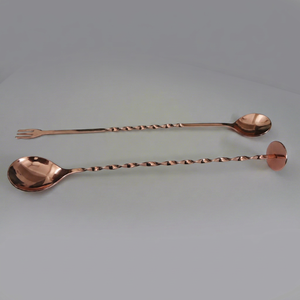 Cuillère à cocktail en acier inoxydable plaqué cuivre - Product Image 1