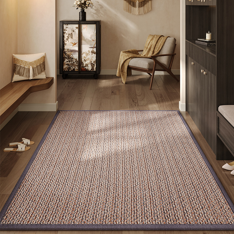 Rubber-backed openwork braided yarn - interlocking gray