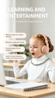 Headphone Nirkabel Over-Ear untuk Anak & Dewasa dengan Peredam Kebisingan ENC 5.0, Cocok untuk Olahraga & Perjalanan, Tipe-C, Pasokan Langsung Pabrik