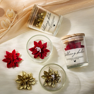Christmas Themed Flower Shaped Scented Cup <b>Candle</b> Home Decor Long Lasting Fragrance Holiday Party Gift - Product Image 5