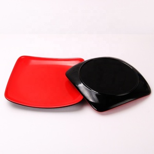 Bols et assiettes ronds rouges et noirs, assiettes en mélamine, ensembles de vaisselle, <span class=keywords><strong>petite</strong></span> <span class=keywords><strong>assiette</strong></span> Plate pour Restaurant - Product Image 3