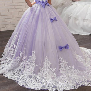 Robe longue occidentale rose et bleue à nœuds pour jeunes filles, idéale pour mariages, demoiselles d'honneur et petites filles d'honneur - Product Image 5