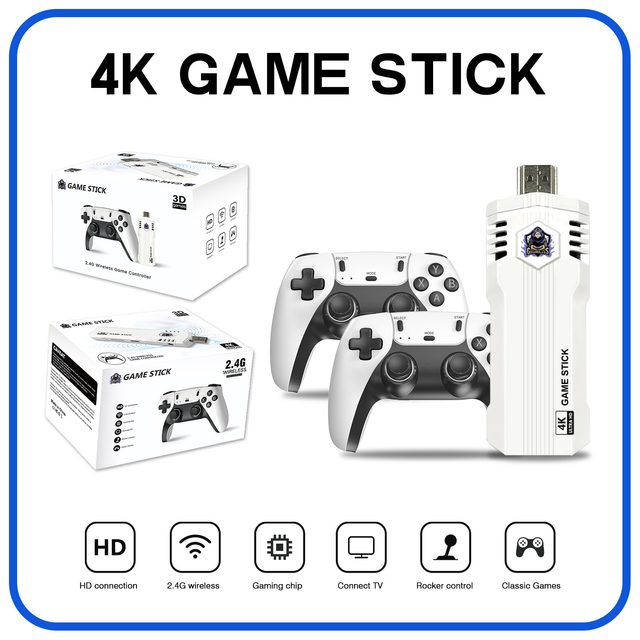 X2l  Game Stick 3D Game Rechargeable 4K Output Retro Console 64GB Built in 15000 Games