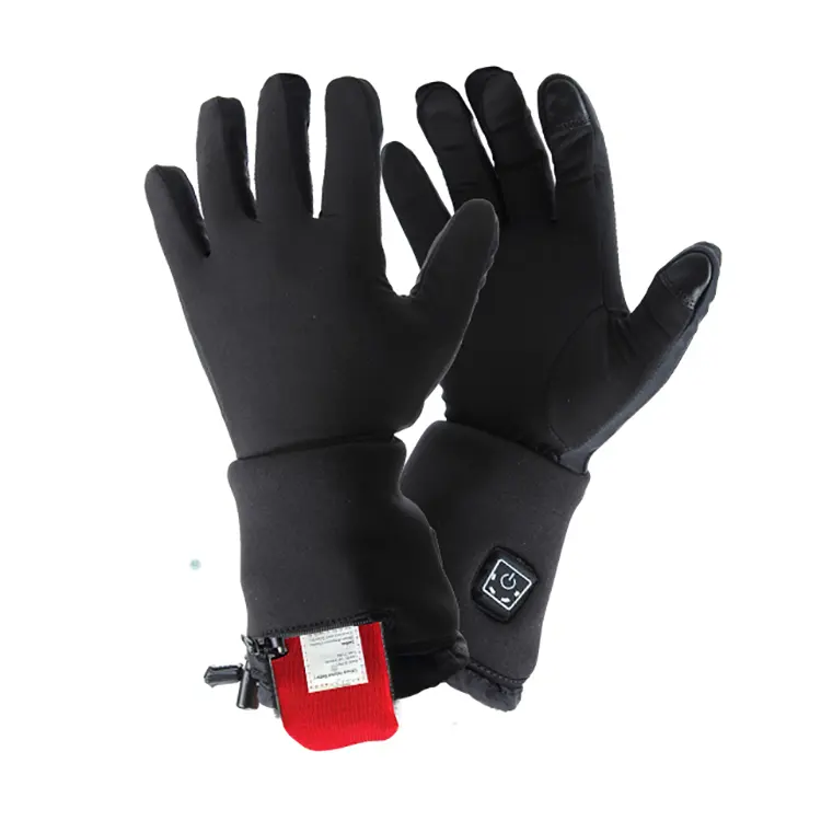 Лидер продаж, черные зимние перчатки с защитой от снега и подогревом, 7,4 В, перчатки для бега с электрическим подогревом и перезаряжаемой батареей