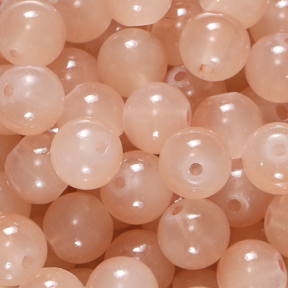 Perles de verre imitation jade 10 mm - Orange clair