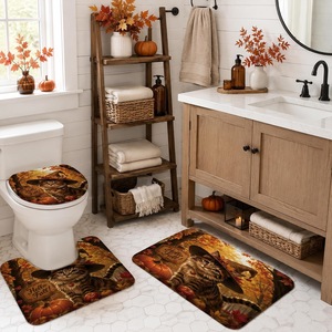 Rideau de Douche en Polyester Imprimé Numérique Motif Village de Noël Argenté et Enneigé, Imperméable, Impression Personnalisée, Vente en Gros, Moderne - Product Image 4