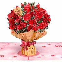 Tarjeta de Felicitación 3D con Ramo de Flores, Diseño de Florero con Flores de Cerezo, Impresión Digital en Papel, Barnizado Mate, Estilo Europeo
