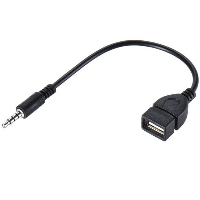 Plug Play 3.5mm AUX Male to Male OTG Adapter with Nylon Jacket 4K Resolution Combination Shielding for Car Audio USB Drive Music