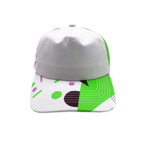 Casquette de baseball souple à 5 panneaux personnalisée en gros, avec visière et panneaux latéraux imprimés graffiti abstrait, face vierge, style trucker, Gorras
