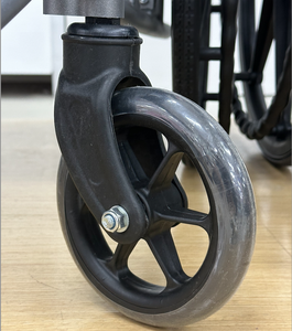 Nouvelle roue de fauteuil roulant à rayons en plastique gris 6x1 pouce, pneu en mousse PU, roulement à billes, roue avant pivotante - Product Image 2