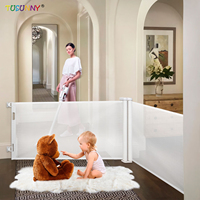 Barrière de sécurité pour bébé rétractable à double porte en maille durable, en fer et en acier pour porte, escalier, protection des animaux domestiques, barrière de sécurité pour bébé