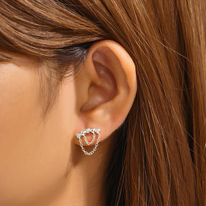 Pendientes de cartílago de plata de ley con circonita chapados en rodio de moda para mujer, con parte trasera plana, para piercing de hélice, concha y tragus, joyería, pequeño regalo - Product Image 2