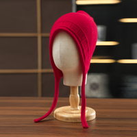 Chapeau en cachemire 100% pour l'automne et l'hiver, tricoté, avec protection pour les oreilles et cordons de serrage, idéal pour le ski en plein air et les trajets quotidiens