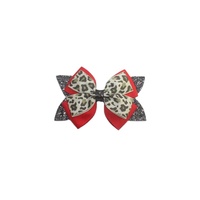 Barrettes à cheveux pour enfants avec nœud en ruban gros-grain imprimé léopard 5x5 pouces, pailletées - Style européen et américain de haute qualité
