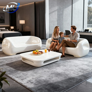 ML009 Ensemble de salon de jardin moderne avec canapé deux places et table basse - Mobilier d'extérieur de luxe durable sur mesure avec coussin non imperméable - Product Image 6